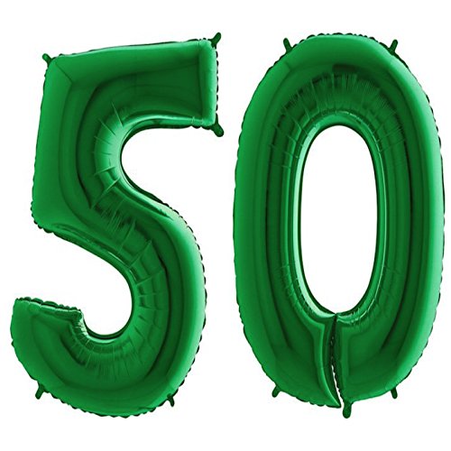Trendario Folienballon Zahl 50 - XXL Riesenzahl 100cm Ballon - Helium Luftballons für Geburtstag, Partydeko, Hochzeit (Grün) von Trendario