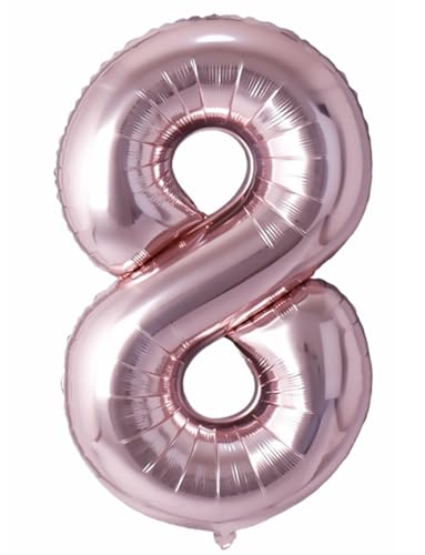 Folienballon Zahl 8 in Roségold von Trendario - XXL Riesenzahl 100cm Ballon - Helium Luftballons für Geburtstag, Partydeko, Hochzeit von Trendario