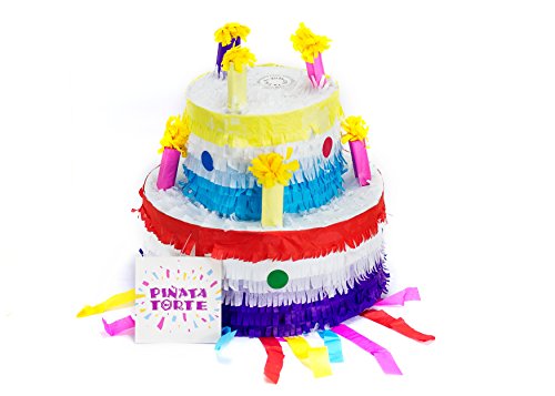 Trendario Pinata Geburtstagstorte, Pinjatta Kuchen ideal zum Befüllen mit Süßigkeiten und Geschenken - Piñata Torte für Kindergeburtstag Spiel, Geschenkidee, Party von Trendario