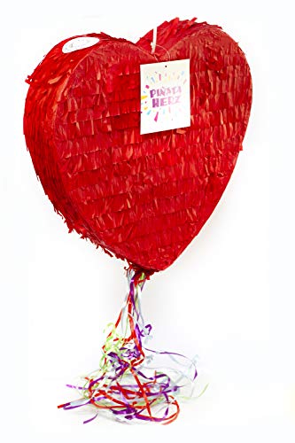 Trendario Pinata Hochzeit - Herz Pinata 37 cm groß in rot - ungefüllt - Ideal zum Befüllen mit Süßigkeiten und Geschenken von Trendario