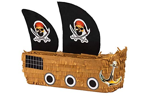Trendario Pinata Piratenschiff, Ideal zum Befüllen mit Süßigkeiten und Geschenken - Piñata für Kindergeburtstag Spiel, Geschenkidee, Party, Hochzeit von Trendario