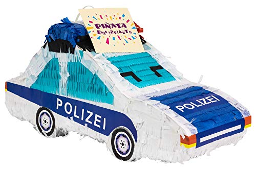 Trendario Pinata Polizei Auto, Ideal zum Befüllen mit Süßigkeiten und Geschenken - Piñata für Kindergeburtstag Spiel, Geschenkidee, Party, Hochzeit von Trendario