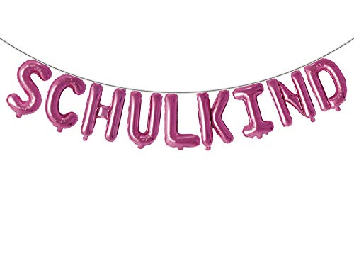Trendario Schulkind Folien Luftballon Girlande Banner - Pink - Hänge Deko für Schuleinführung Einschulung Schulanfang Schulstart Dekoration Schule Für Mädchen & Jungen von Trendario