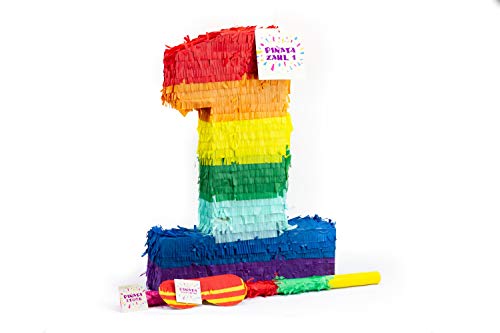 Trendario Zahl 1 Pinata Set, Pinjatta + Stab + Augenmaske, Ideal zum Befüllen mit Süßigkeiten und Geschenken - Piñata für Kindergeburtstag Spiel, Geschenkidee, Party, Hochzeit Trendario Zahl 1 Pinata Set, Pinjatta + Stab + Augenmaske, Ideal zum Befüllen mit Süßigkeiten und Geschenken - Piñata für Kindergeburtstag Spiel, Geschenkidee, Party, Hochzeit von Trendario