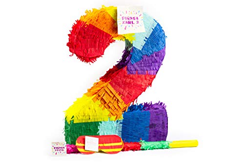 Trendario Zahl 2 Pinata Set, Pinjatta + Stab + Augenmaske, Ideal zum Befüllen mit Süßigkeiten und Geschenken - Piñata für Kindergeburtstag Spiel, Geschenkidee, Party, Hochzeit Trendario Zahl 2 Pinata Set, Pinjatta + Stab + Augenmaske, Ideal zum Befüllen mit Süßigkeiten und Geschenken - Piñata für Kindergeburtstag Spiel, Geschenkidee, Party, Hochzeit von Trendario