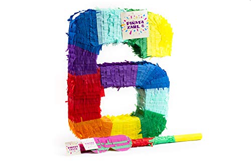 Trendario Zahl 6 Pinata Set, Pinjatta + Stab + Augenmaske, Ideal zum Befüllen mit Süßigkeiten und Geschenken - Piñata für Kindergeburtstag Spiel, Geschenkidee, Party, Hochzeit Trendario Zahl 6 Pinata Set, Pinjatta + Stab + Augenmaske, Ideal zum Befüllen mit Süßigkeiten und Geschenken - Piñata für Kindergeburtstag Spiel, Geschenkidee, Party, Hochzeit von Trendario