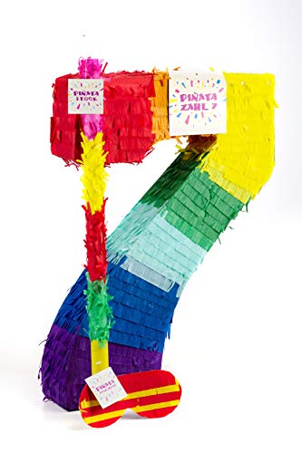 Trendario Zahl 7 Pinata Set, Pinjatta + Stab + Augenmaske, Ideal zum Befüllen mit Süßigkeiten und Geschenken - Piñata für Kindergeburtstag Spiel, Geschenkidee, Party, Hochzeit Trendario Zahl 7 Pinata Set, Pinjatta + Stab + Augenmaske, Ideal zum Befüllen mit Süßigkeiten und Geschenken - Piñata für Kindergeburtstag Spiel, Geschenkidee, Party, Hochzeit von Trendario