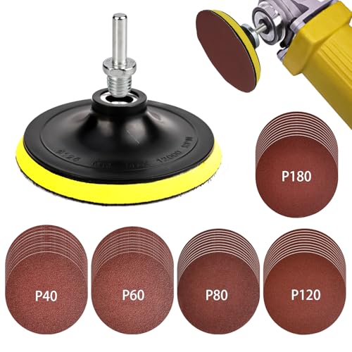 Trendecor 50 Stück 125 mm Schleifscheiben, 12,7 cm Schleifscheiben für Winkelschleifer mit Klett-Unterlage, M14-Gewinde, Körnung 40/60/80/120/180, Schleifpads für Holz, Metall, Autopolitur Trendecor 50 Stück 125 mm Schleifscheiben, 12,7 cm Schleifscheiben für Winkelschleifer mit Klett-Unterlage, M14-Gewinde, Körnung 40/60/80/120/180, Schleifpads für Holz, Metall, Autopolitur von Trendecor