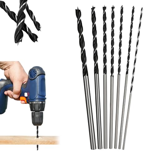 Trendecor 7-Teilig Holzbohrer Set Lang, 4, 5, 6, 7, 8, 10, 12 mm x 300mm Schlangenbohrer Set langer Holzspiralbohrer Langbohrer für für Hartholz Weichholz Verschiedener Heimdekorations von Trendecor