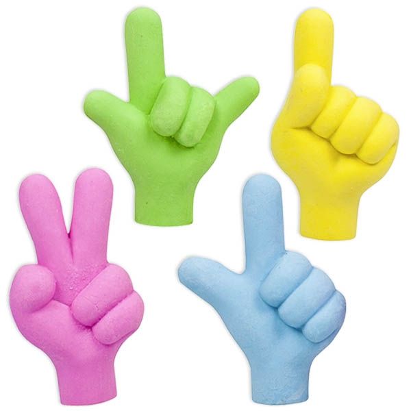 Hände Radierer 2er Set, bekannte Fingersymbole als Radiergummis von Trendhaus Handelsgesellschaft mbH