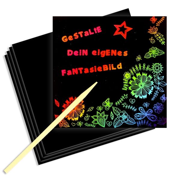 Kratzbilder Mini - regenbogenfarben, 15 Bilder, 1 Kratzer