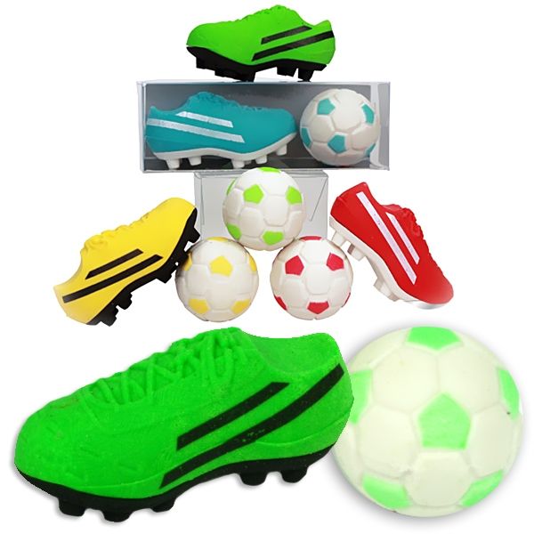 Radiergummi-Set Fußballschuh +Ball, Kleingeschenk für Fußballer von Trendhaus Handelsgesellschaft mbH