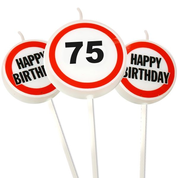 Zahlenkerzen Set Zahl 75 Happy Birthday für 75. Geburtstag, 3er Pack von Trendhaus Handelsgesellschaft mbH