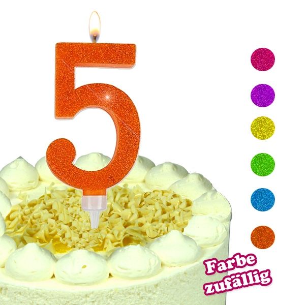 Zahlenkerze 5, große Glitzerkerze für 5. Geburtstag, 9,5 × 5,5 cm, 1 Stück Zahlenkerze 5, große Glitzerkerze für 5. Geburtstag, 9,5 × 5,5 cm, 1 Stück von Trendhaus Handelsgesellschaft