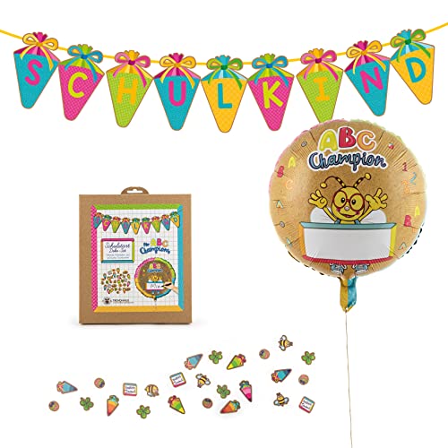 Trendhaus ABC Champions Dekoration zur Einschulung, 1x Girlande „Schulkind“, 1x Konfetti „Schulstart“, 1x Folienballon zum Schulanfang, 956514 Trendhaus ABC Champions Dekoration zur Einschulung, 1x Girlande „Schulkind“, 1x Konfetti „Schulstart“, 1x Folienballon zum Schulanfang, 956514 von TRENDHAUS