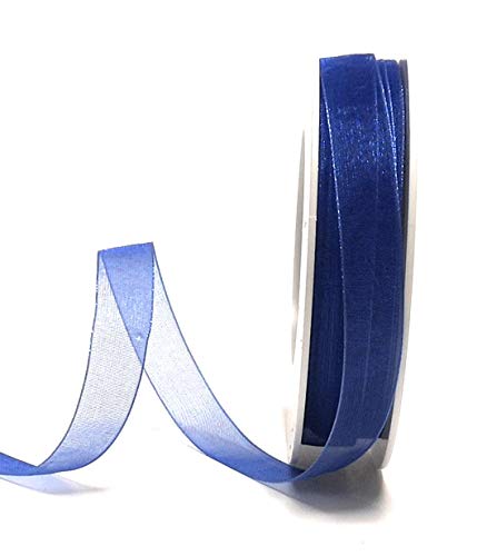 SCHLEIFENBAND 25m x 12mm Blau Organza Organzaband Chiffonband Webkante [3493] von Trendline