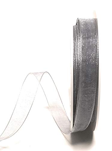 SCHLEIFENBAND 25m x 12mm Grau Organza Organzaband Chiffonband Webkante [3493] von Trendline