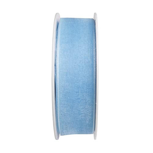 SCHLEIFENBAND 25m x 12mm Hellblau Organza Organzaband Chiffonband Webkante [3493] von Trendline