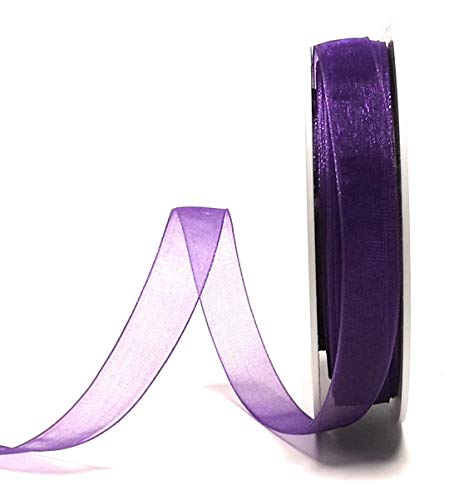 SCHLEIFENBAND 25m x 12mm Lila Organza Organzaband Chiffonband Webkante [3493] von Trendline