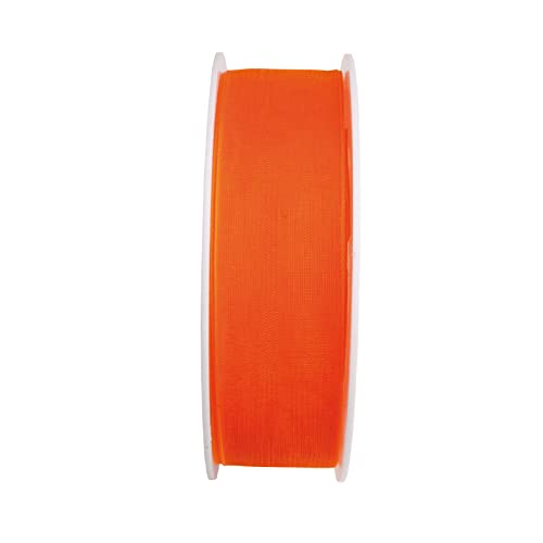 SCHLEIFENBAND 25m x 12mm Orange Organza Organzaband Chiffonband Webkante [3493] von Trendline