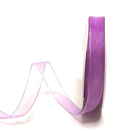SCHLEIFENBAND 25m x 12mm Organza Flieder Organzaband Chiffonband Webkante [3493] von Trendline