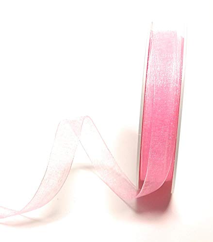 SCHLEIFENBAND 25m x 12mm Rosa Organza Organzaband Chiffonband Webkante [3493] von Trendline