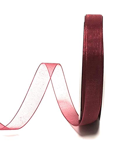 SCHLEIFENBAND 25m x 12mm Weinrot Bordeaux Organza Organzaband Chiffonband Webkante [3493] von Trendline