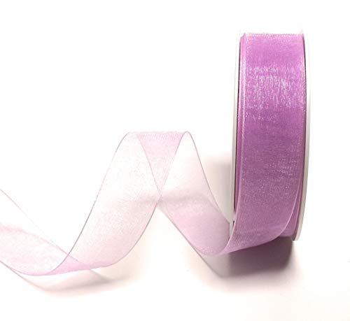 SCHLEIFENBAND 25m x 25mm Flieder Organza Organzaband Chiffonband Webkante [3493] von Trendline