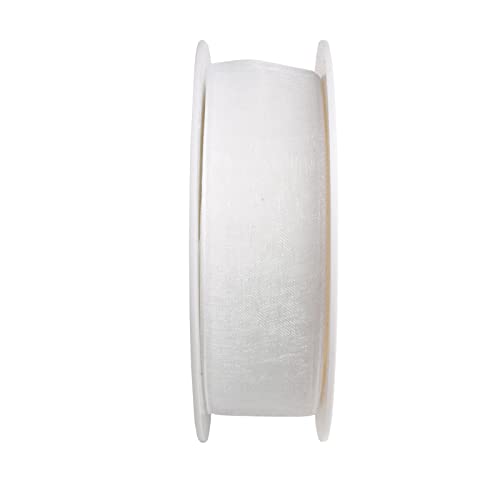 SCHLEIFENBAND 25m x 25mm Weiß Organza Organzaband Chiffonband Webkante [3493] von Trendline