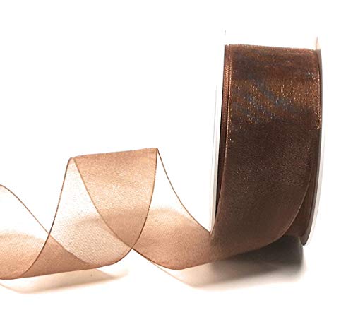 Trendline SCHLEIFENBAND 25m x 40mm Braun Organza Organzaband Chiffonband Webkante [3493] von Trendline