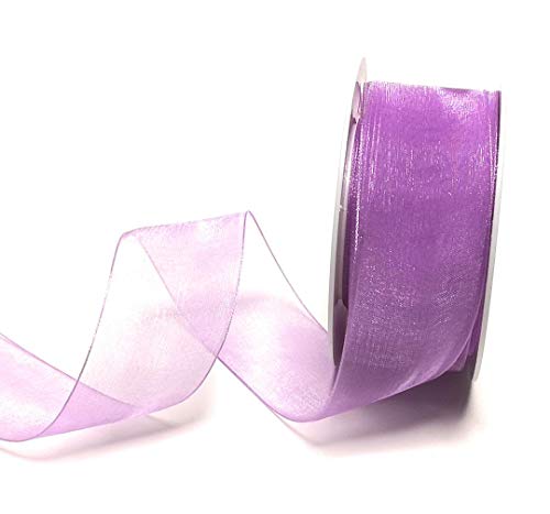 Trendline SCHLEIFENBAND 25m x 40mm Organza Flieder Organzaband Chiffonband Webkante [3493] von Trendline