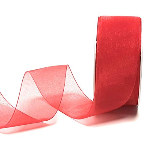Trendline SCHLEIFENBAND 25m x 40mm Rot Organza Organzaband Chiffonband Webkante [3493] von Trendline
