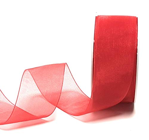 SCHLEIFENBAND 25m x 40mm Rot Organza Organzaband Chiffonband Webkante [3493] von Trendline