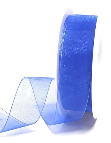 Schleifenband 25m x 25mm Blau Organza Organzaband Chiffonband Webkante [3493] von Trendline
