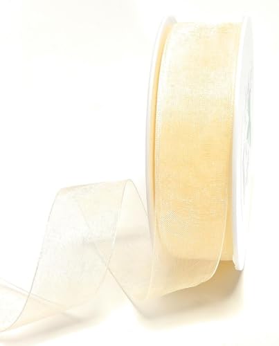 Schleifenband 25m x 25mm Creme Organza Organzaband Chiffonband Webkante [3493] von Trendline