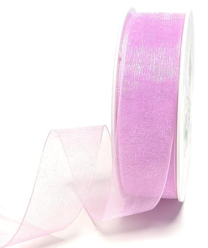 Schleifenband 25m x 25mm Flieder Organza Organzaband Chiffonband Webkante [3493] von Trendline