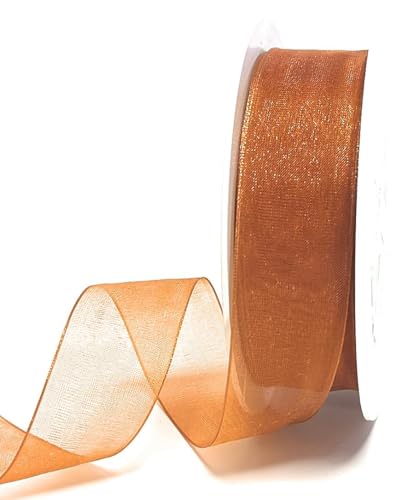 Schleifenband 25m x 25mm Kupfer Organza Organzaband Chiffonband Webkante [3493] von Trendline