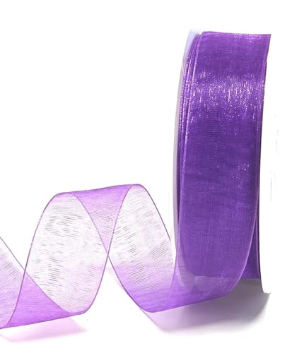 Schleifenband 25m x 25mm Lila Organza Organzaband Chiffonband Webkante [3493] von Trendline