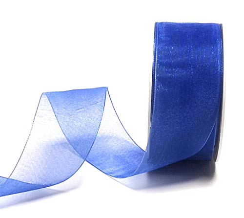 Trendline SCHLEIFENBAND 25m x 40mm Blau Organza Organzaband Chiffonband Webkante [3493] von Trendline