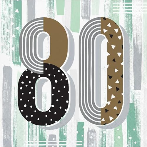 Minted Milestone Servietten zum 80. Geburtstag, Schokoladenstein, 48 Stück von Trendware