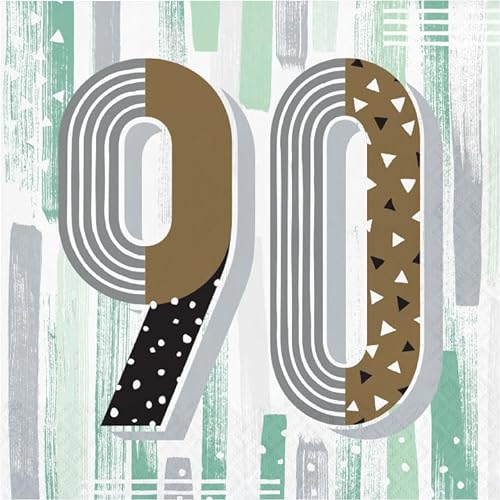 Minted Milestone Servietten zum 90. Geburtstag, Schokoladenstein, 48 Stück von Trendware