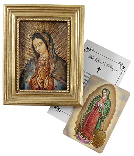 Bild "Our Lady Of Guadalupe" – mit Karte unserer Lieben Frau von Guadalupe, Gebet des Herrn | Cuadro De La Virgen De Guadalupe Kunstdruckrahmen mit Staffelei auf der Rückseite, 9,5 x 11,4 cm (wird in von Trendzeen