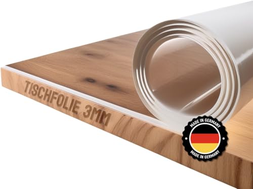 Trente Tischfolie 3mm dick - Tischschutz mit abgeschrägten Kanten - transparente Tischdecke Eckig - Schutztischdecke Größe wählbar - Schutzfolie Abwaschbar - 80x130 von Trente