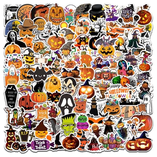 100 Stück Halloween Kürbis-Themen Sticker, Vinyl Wasserdichte Party Sticker, Kinder-Jugendliche-Erwachsene Party Favors Geschenke von Tressora
