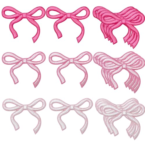 9-teiliges Set bügelbild Schleifen-Patches, Bügelbare Rosa Schleifen für Kleidung, Schuhe, Jeans, Hüte & mehr – Stick-Applikationen für DIY-Projekte 9-teiliges Set bügelbild Schleifen-Patches, Bügelbare Rosa Schleifen für Kleidung, Schuhe, Jeans, Hüte & mehr – Stick-Applikationen für DIY-Projekte von Tressora