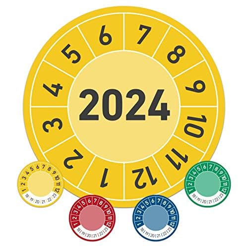 Prüftermin für das Jahr 2024 Jahresprüfplakette Wartung 20mm Ø gelb (500 Stück) von Treuekarten