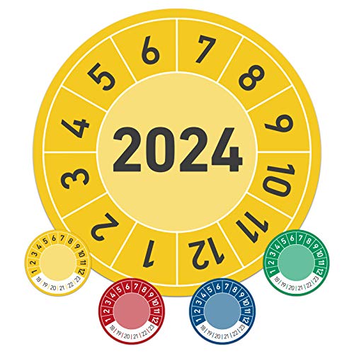 Prüftermin für das Jahr 2024 Jahresprüfplakette Wartung 30mm Ø gelb (100 Stück) von Treuekarten