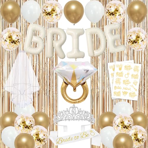Trgowaul Bride to Be Dekorationen für Frauen, Bride to Be Banner, Brautdusche Tiara, Schärpe & Schleier, Fransenvorhänge, Champagner Gold Bachelorette Party Supplies Trgowaul Bride to Be Dekorationen für Frauen, Bride to Be Banner, Brautdusche Tiara, Schärpe & Schleier, Fransenvorhänge, Champagner Gold Bachelorette Party Supplies von Trgowaul