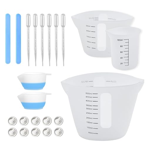 Silikon Messbecher Set, Messbecher 500ml/250ml/100ml, Messbecher aus Silikon, Farbbecher, Pipetten, DIY, für Epoxidharz Basteln Gießformen Wachsen Küche Labor, leicht zu reinigen Silikon Messbecher Set, Messbecher 500ml/250ml/100ml, Messbecher aus Silikon, Farbbecher, Pipetten, DIY, für Epoxidharz Basteln Gießformen Wachsen Küche Labor, leicht zu reinigen von Trhillsbrad