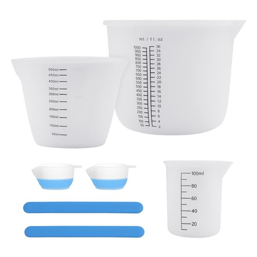 Silikon Messbecher Set für Epoxidharz, 1000ml/500ml/100ml, Messbecher aus Silikon, Epoxidharz Zubehör, DIY, Küche Labor Handwerk, leicht zu reinigen Silikon Messbecher Set für Epoxidharz, 1000ml/500ml/100ml, Messbecher aus Silikon, Epoxidharz Zubehör, DIY, Küche Labor Handwerk, leicht zu reinigen von Trhillsbrad
